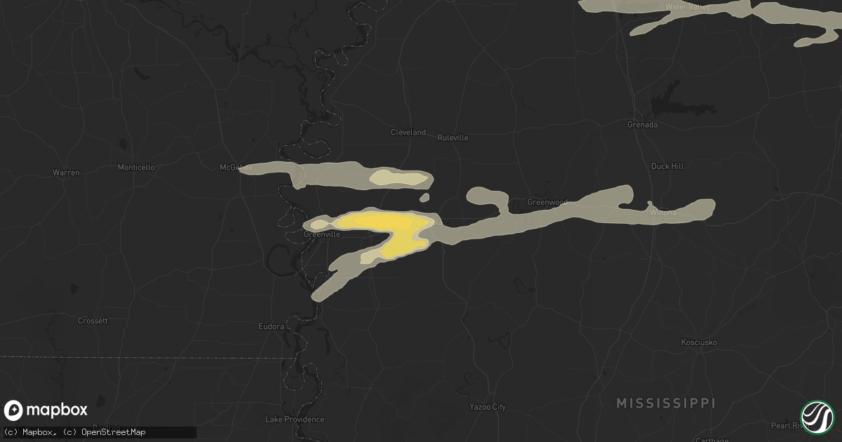 Hail map in Indianola, MS on March 23, 2025
