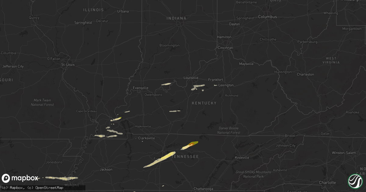 Hail map in Kentucky on March 23, 2025