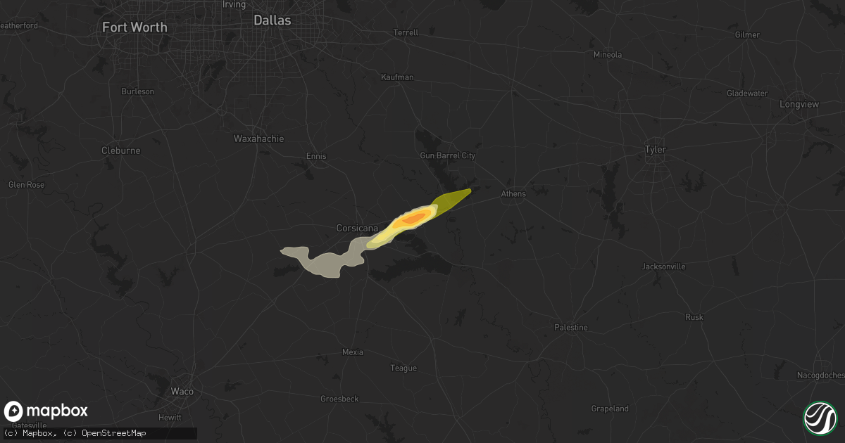 Hail map in Kerens, TX on March 23, 2025