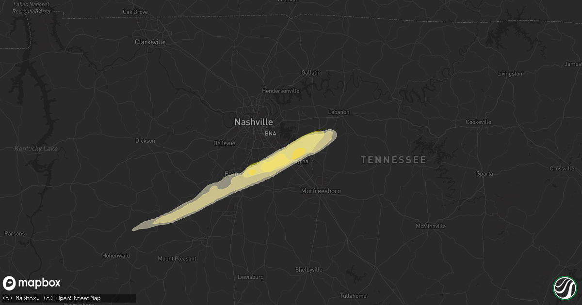 Hail map in La Vergne, TN on March 23, 2025