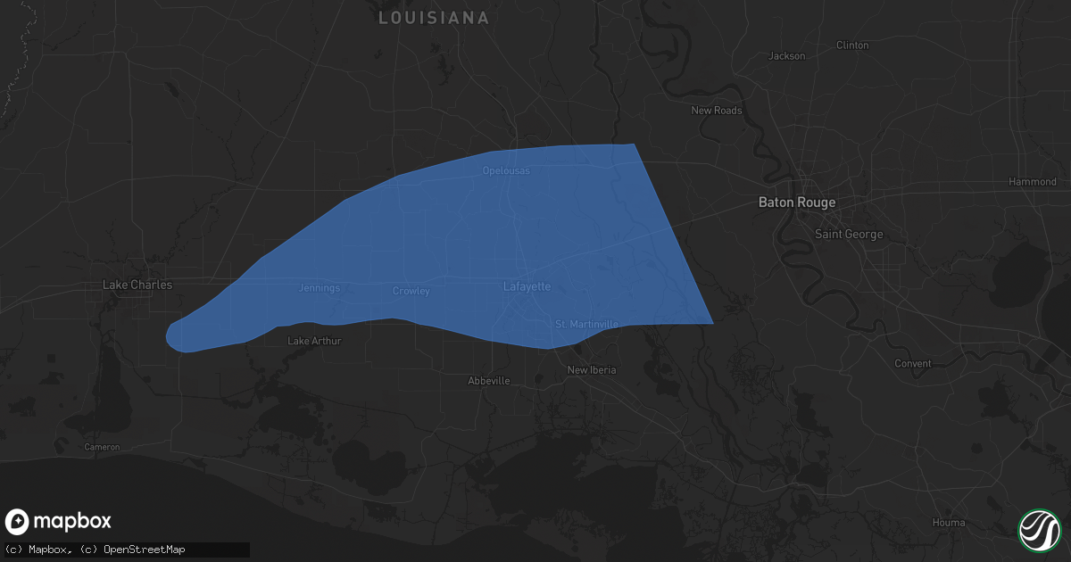 Hail map in Lafayette, LA on March 23, 2025