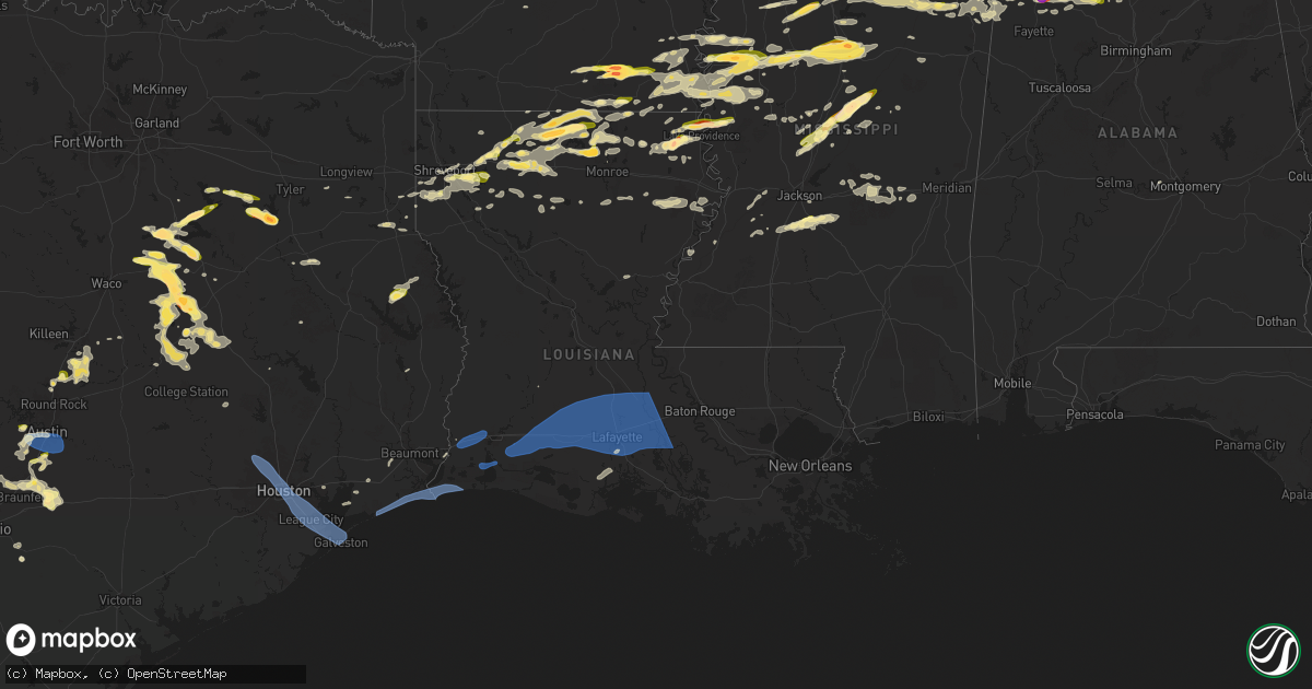 Hail map in Louisiana on March 23, 2025