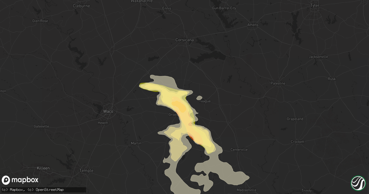 Hail map in Mexia, TX on March 23, 2025