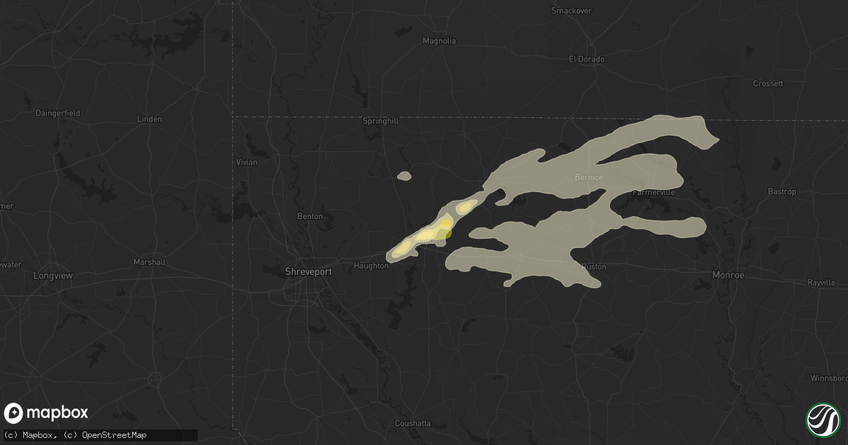 Hail map in Minden, LA on March 23, 2025