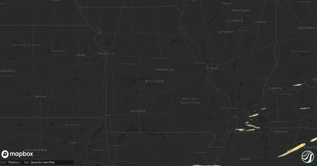 Hail map in Missouri on March 23, 2025