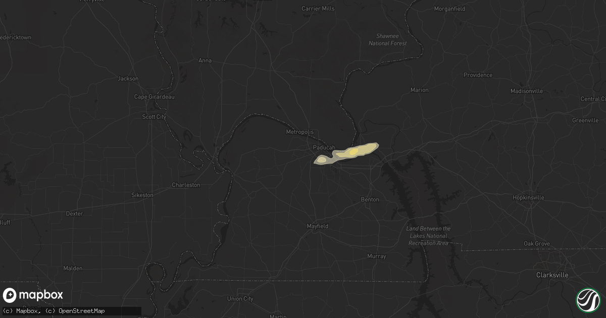Hail map in Paducah, KY on March 23, 2025