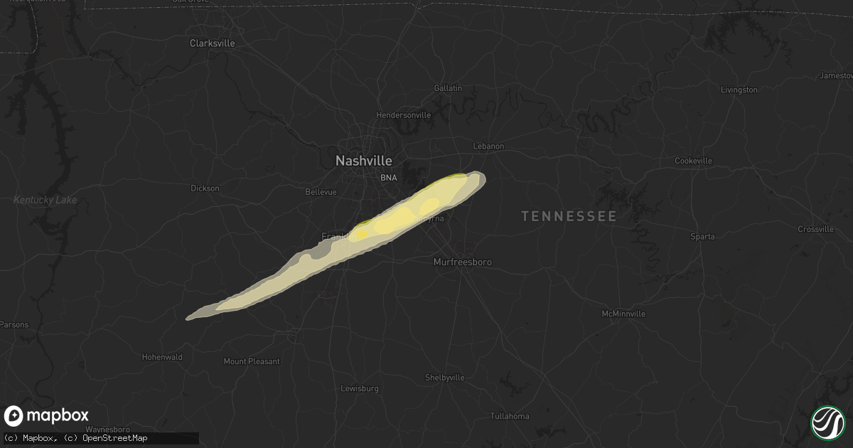 Hail map in Smyrna, TN on March 23, 2025