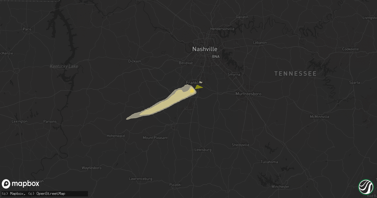 Hail map in Thompsons Station, TN on March 23, 2025