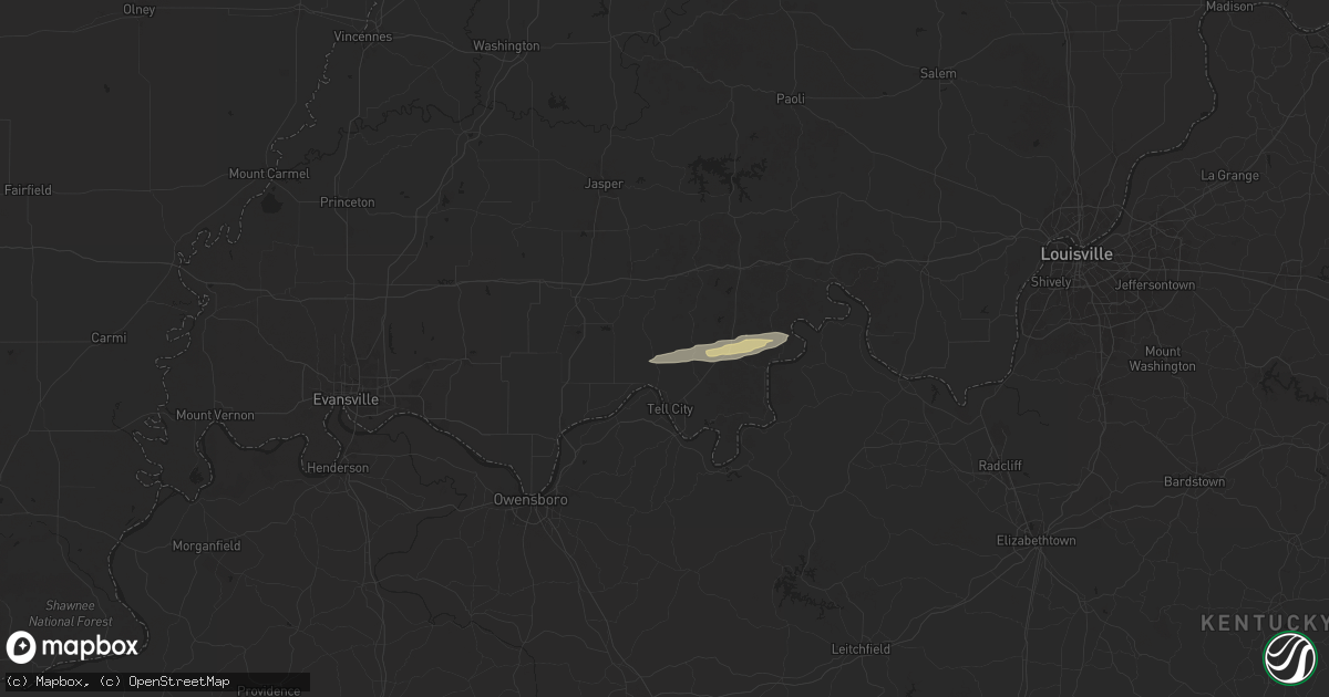 Hail map in Troy, IN on March 23, 2025