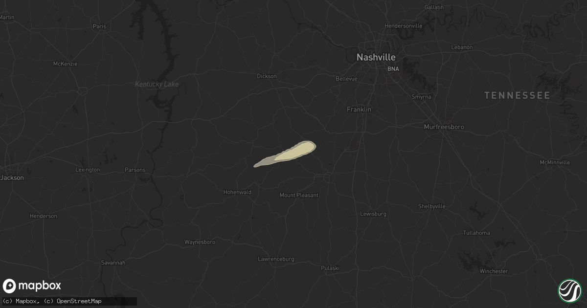 Hail map in Williamsport, TN on March 23, 2025