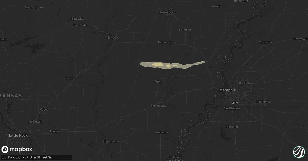 Hail map in Wynne, AR on March 23, 2025
