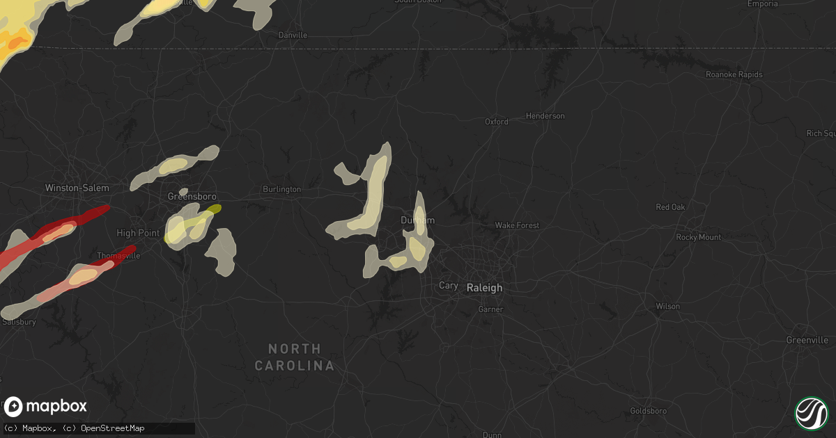 Hail map in Durham, NC on March 24, 2012