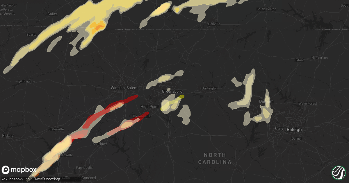 Hail map in Greensboro, NC on March 24, 2012