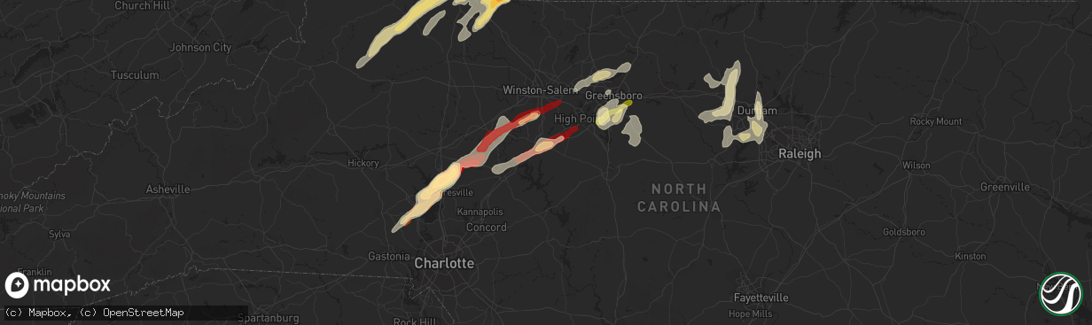 Hail map in Lexington, NC on March 24, 2012