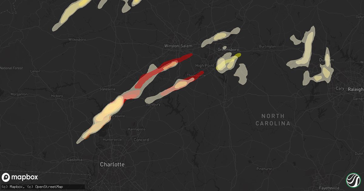Hail map in Lexington, NC on March 24, 2012