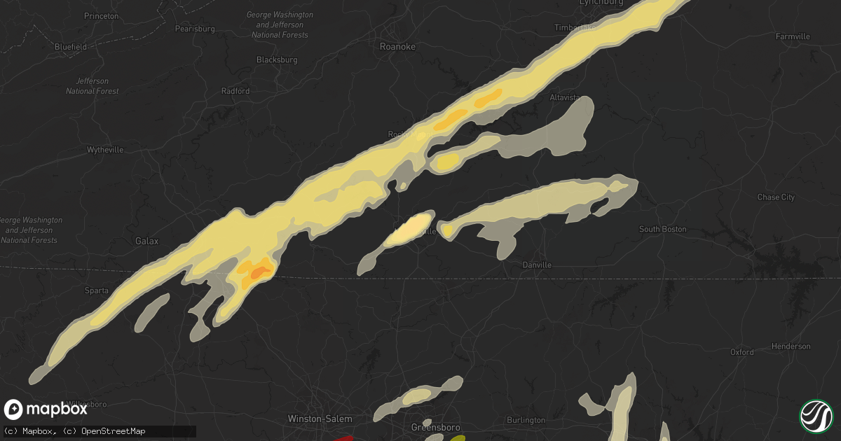 Hail map in Martinsville, VA on March 24, 2012
