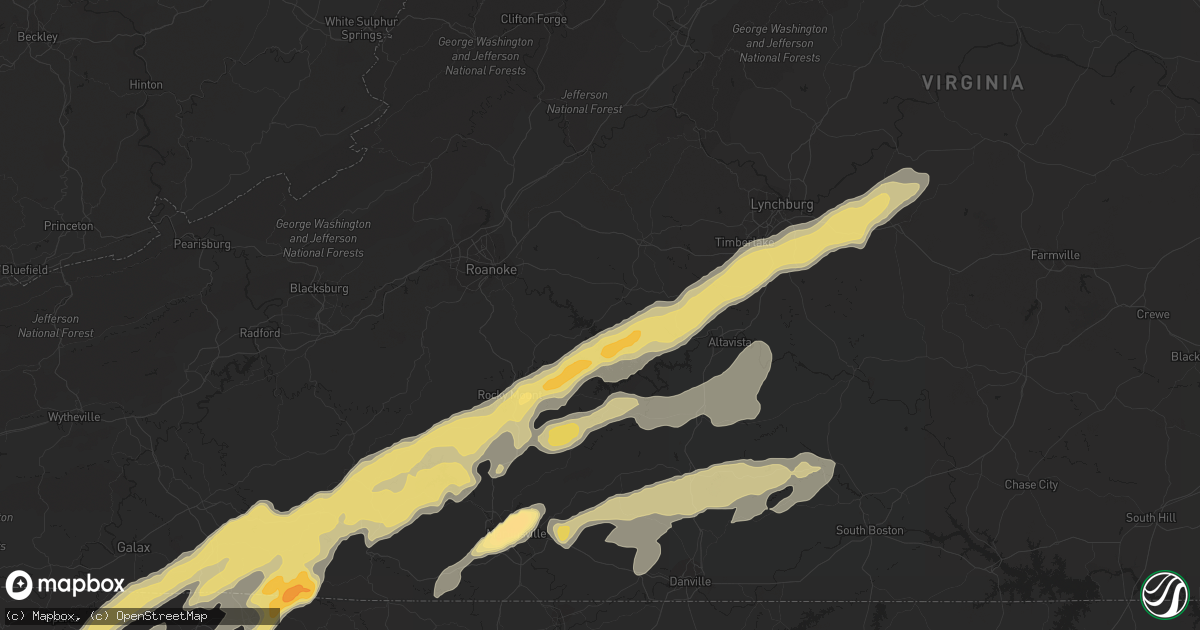 Hail map in Moneta, VA on March 24, 2012