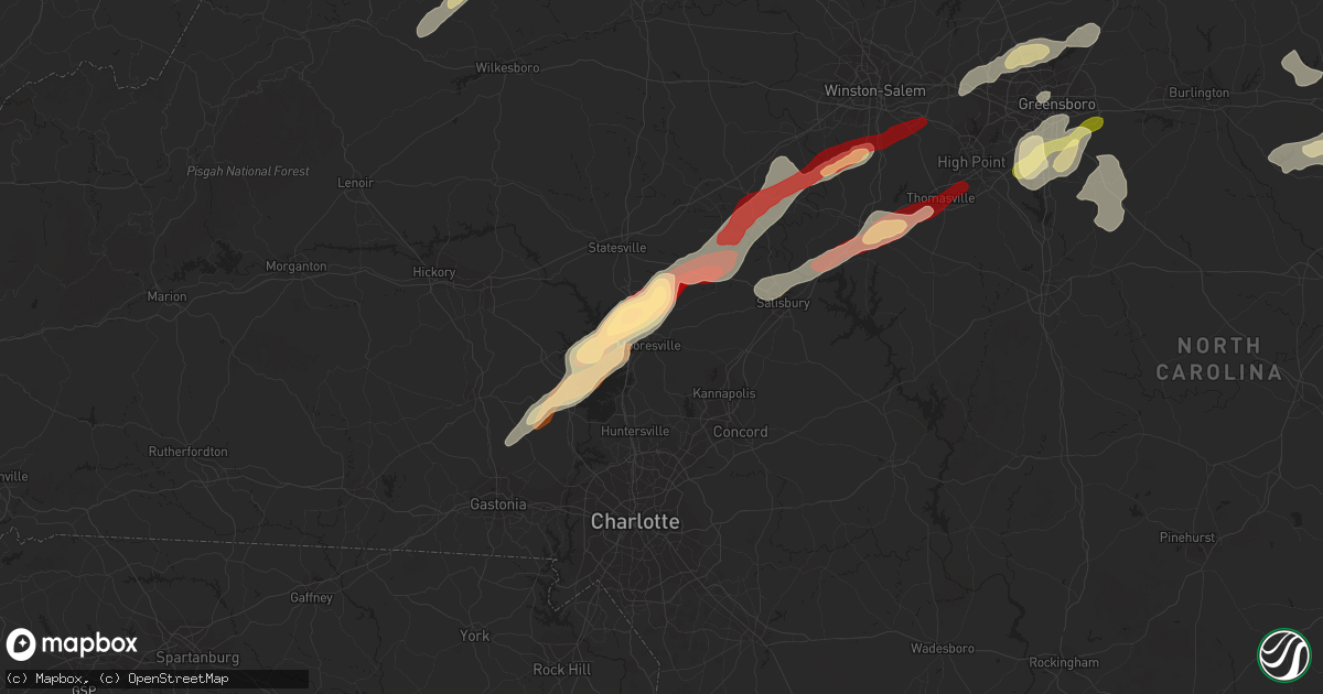 Hail map in Mooresville, NC on March 24, 2012