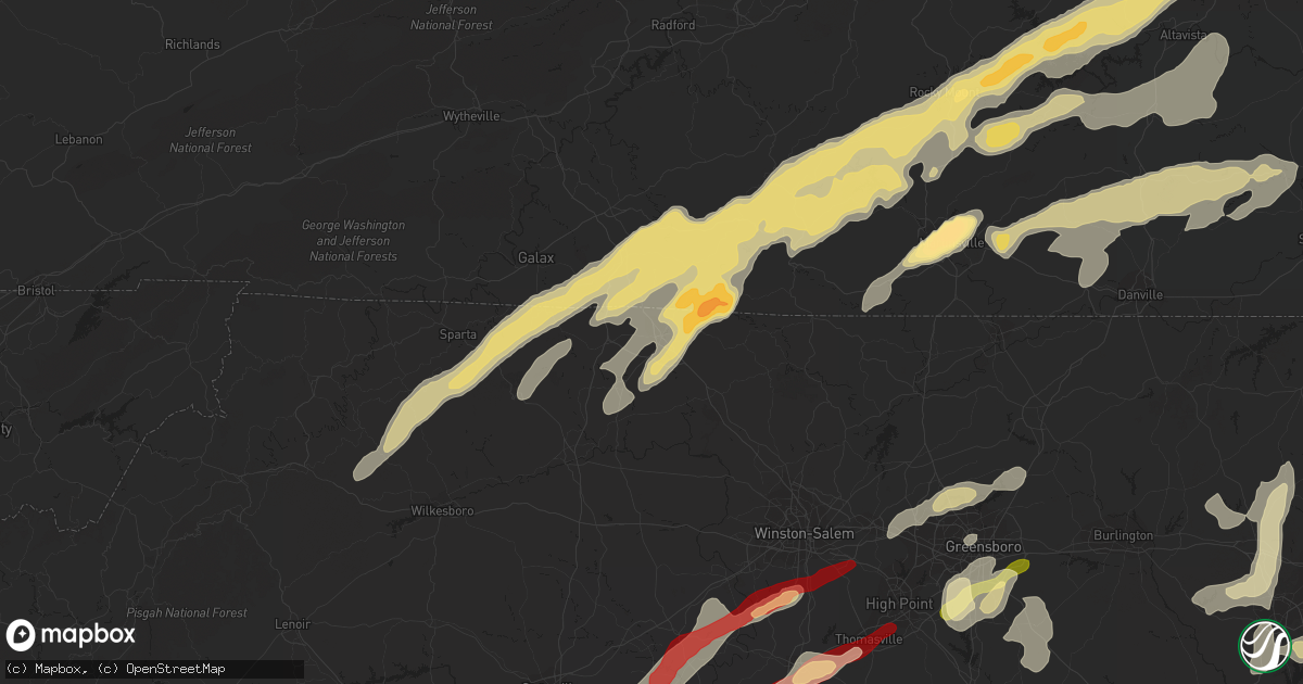 Hail map in Mount Airy, NC on March 24, 2012