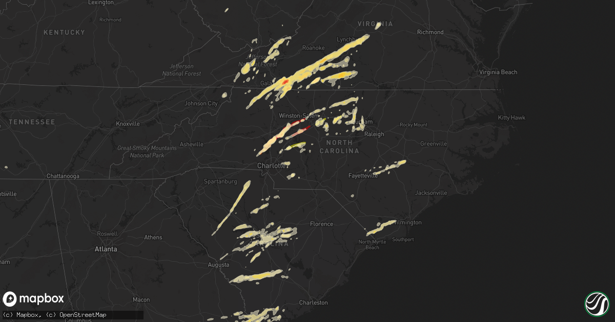 Hail map in North Carolina on March 24, 2012