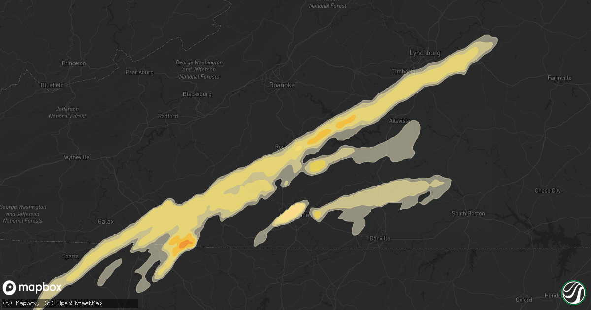 Hail map in Rocky Mount, VA on March 24, 2012