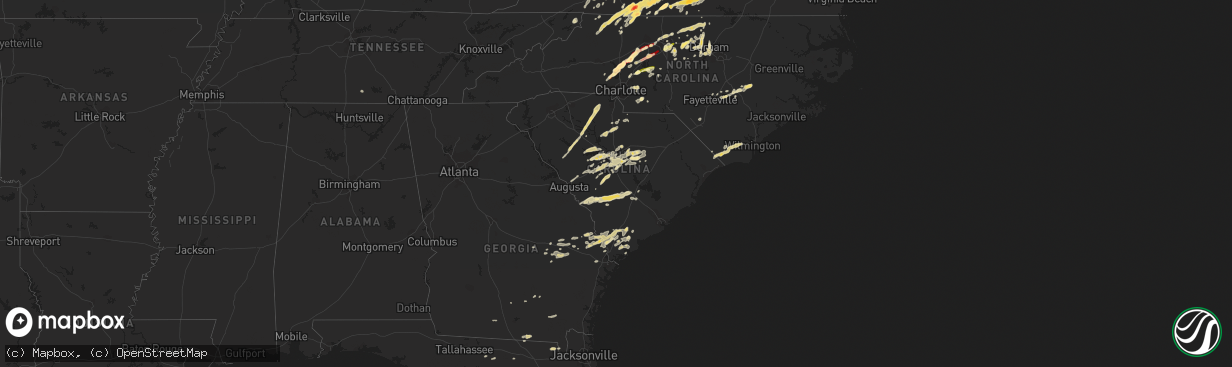 Hail map in South Carolina on March 24, 2012