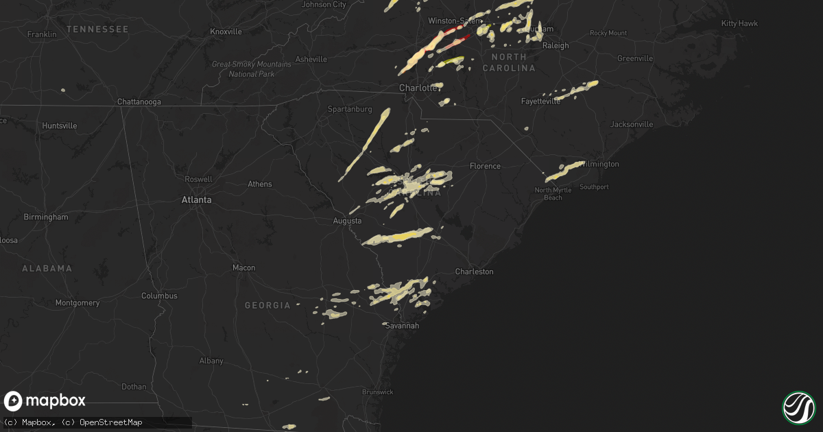 Hail map in South Carolina on March 24, 2012