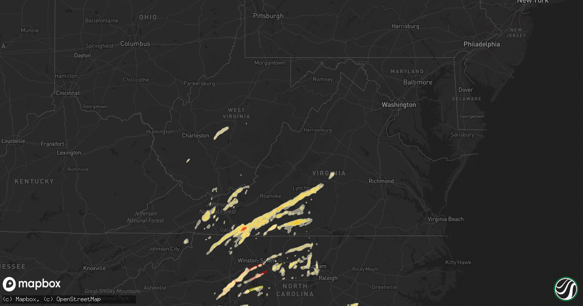 Hail map in Virginia on March 24, 2012