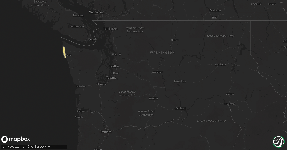 Hail map in Washington on March 24, 2012