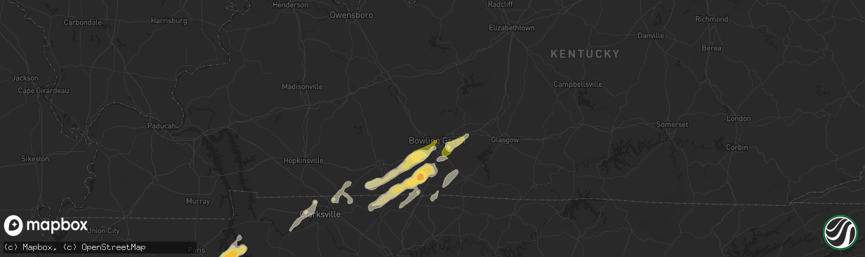 Hail map in Bowling Green, KY on March 24, 2013