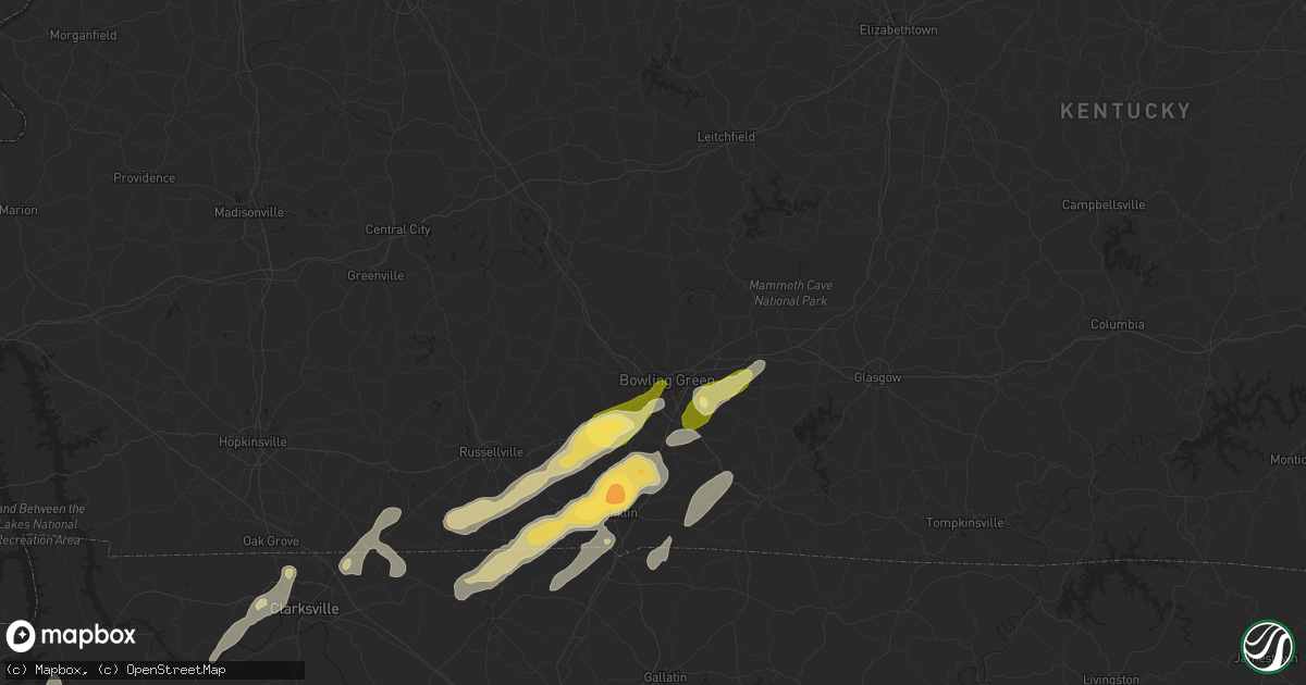 Hail map in Bowling Green, KY on March 24, 2013