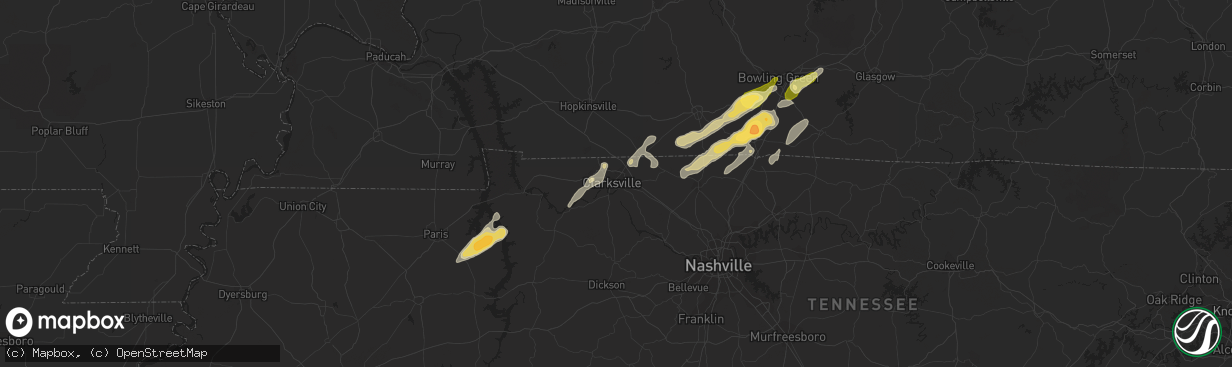 Hail map in Clarksville, TN on March 24, 2013