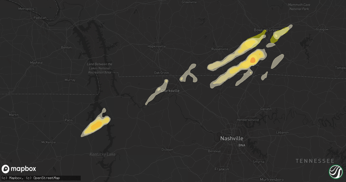 Hail map in Clarksville, TN on March 24, 2013