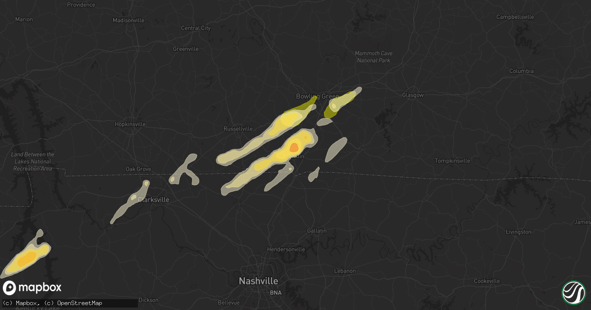 Hail map in Franklin, KY on March 24, 2013
