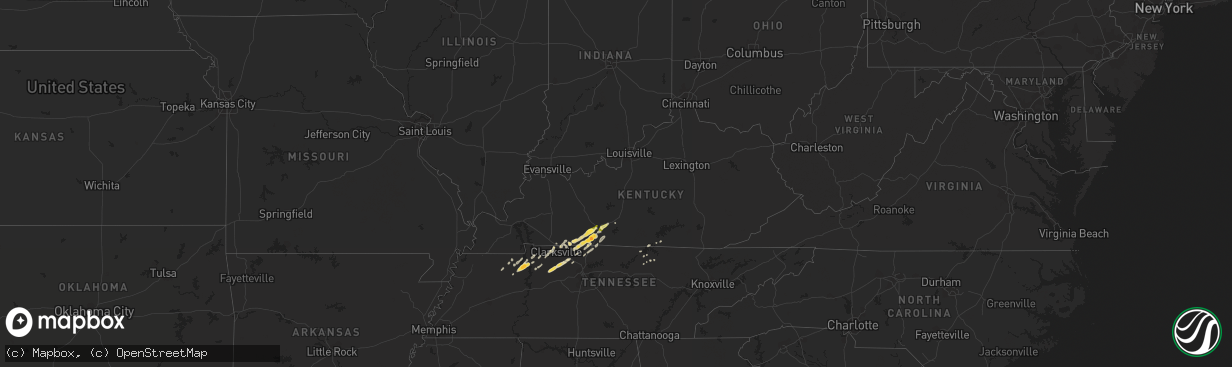 Hail map in Kentucky on March 24, 2013