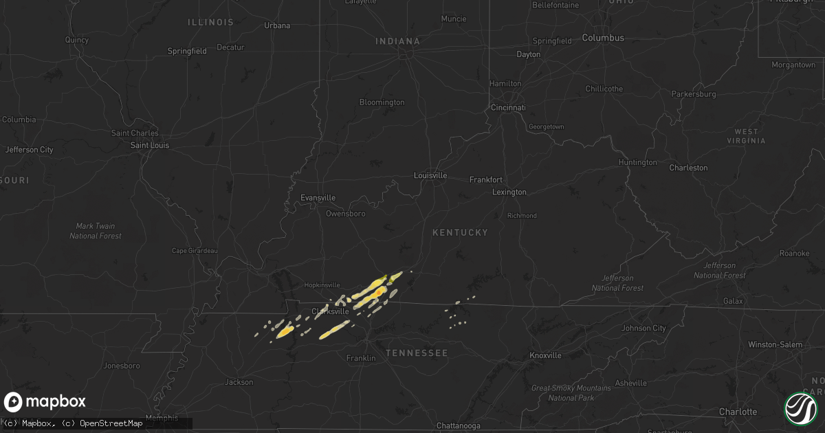 Hail map in Kentucky on March 24, 2013
