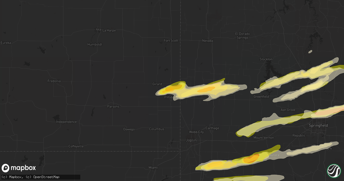 Hail map in Frontenac, KS on March 24, 2015