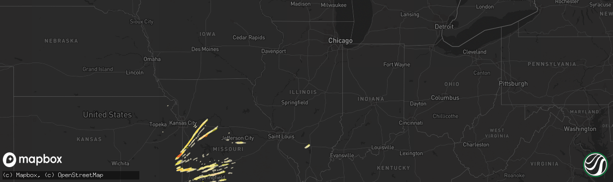Hail map in Illinois on March 24, 2015