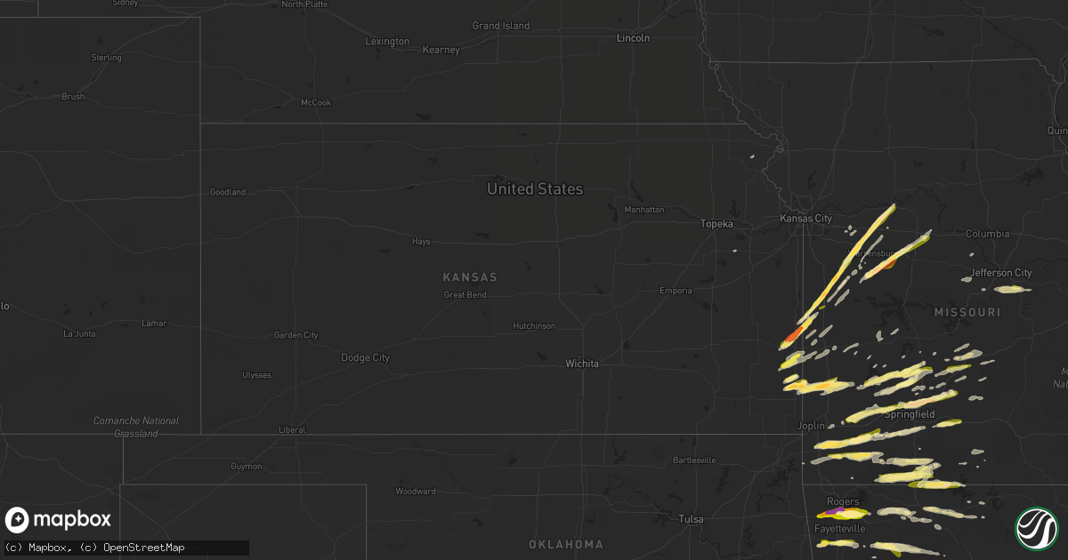 Hail map in Kansas on March 24, 2015