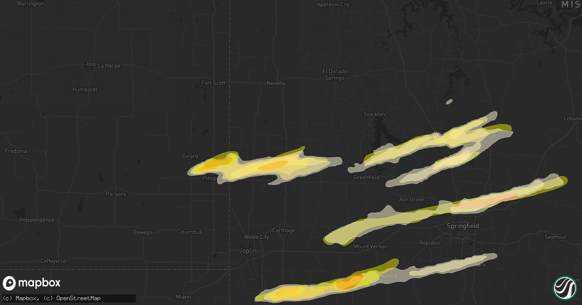 Hail map in Lamar, MO on March 24, 2015
