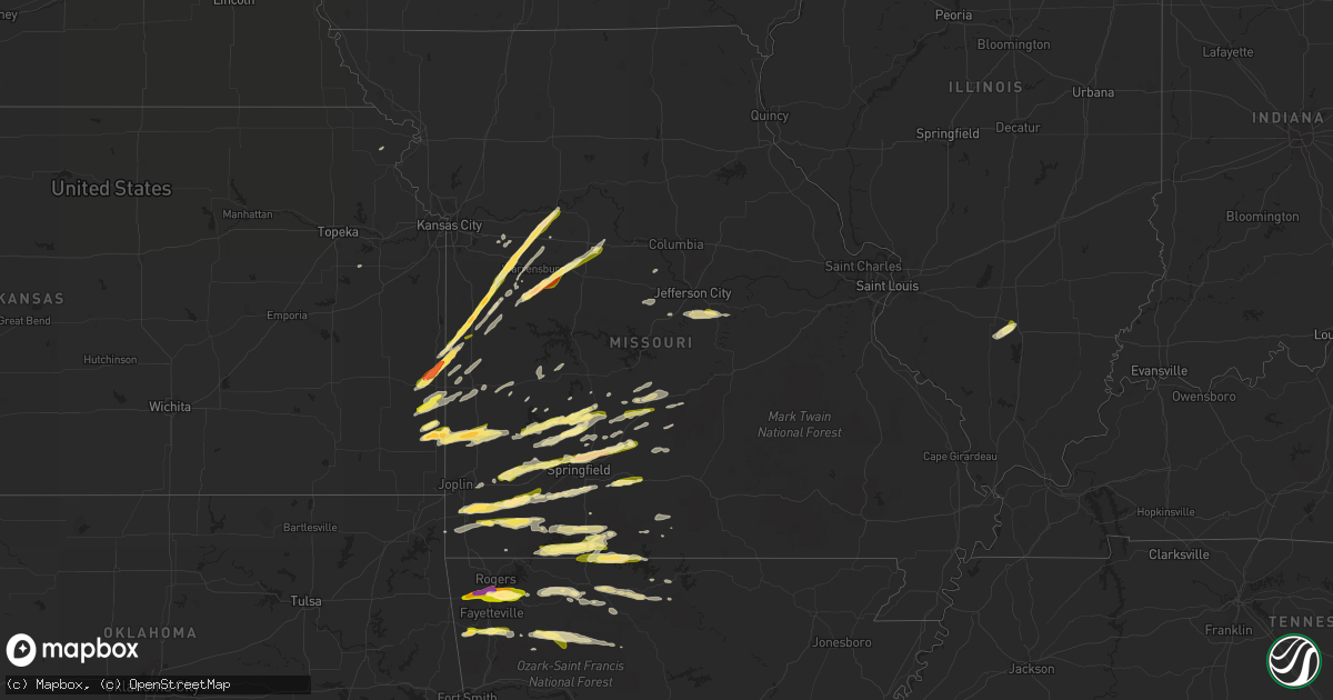 Hail map in Missouri on March 24, 2015