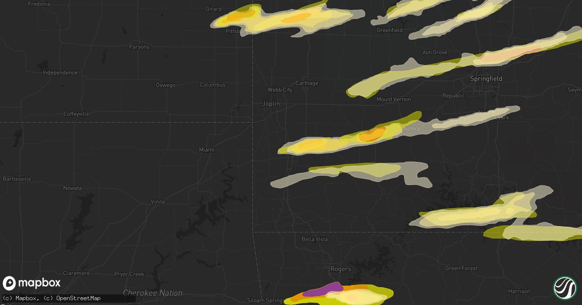 Hail map in Neosho, MO on March 24, 2015
