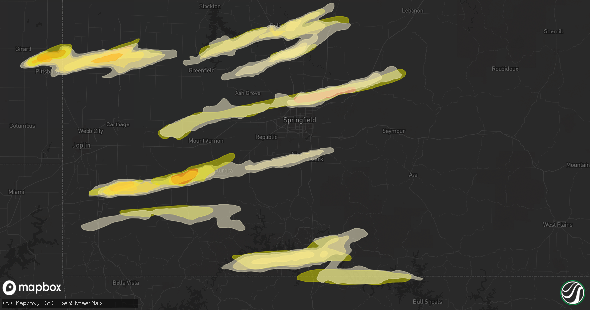Hail map in Nixa, MO on March 24, 2015