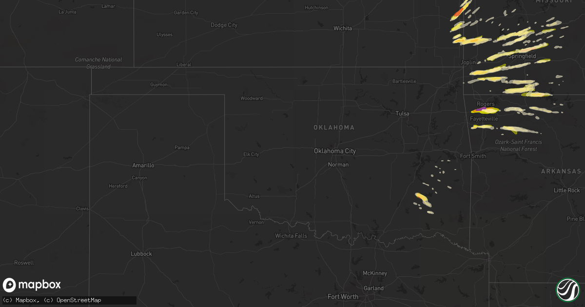 Hail map in Oklahoma on March 24, 2015
