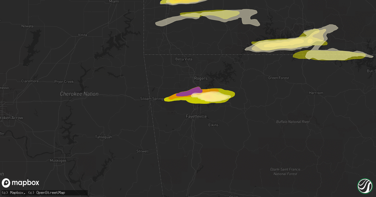 Hail map in Springdale, AR on March 24, 2015