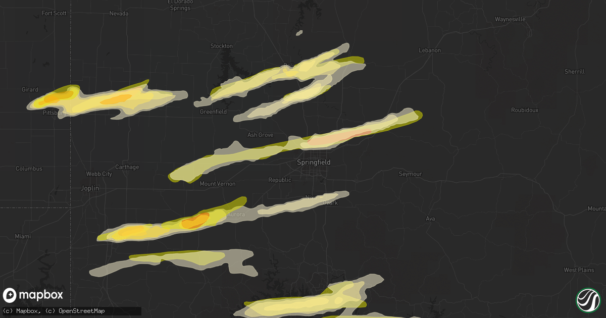 Hail map in Springfield, MO on March 24, 2015