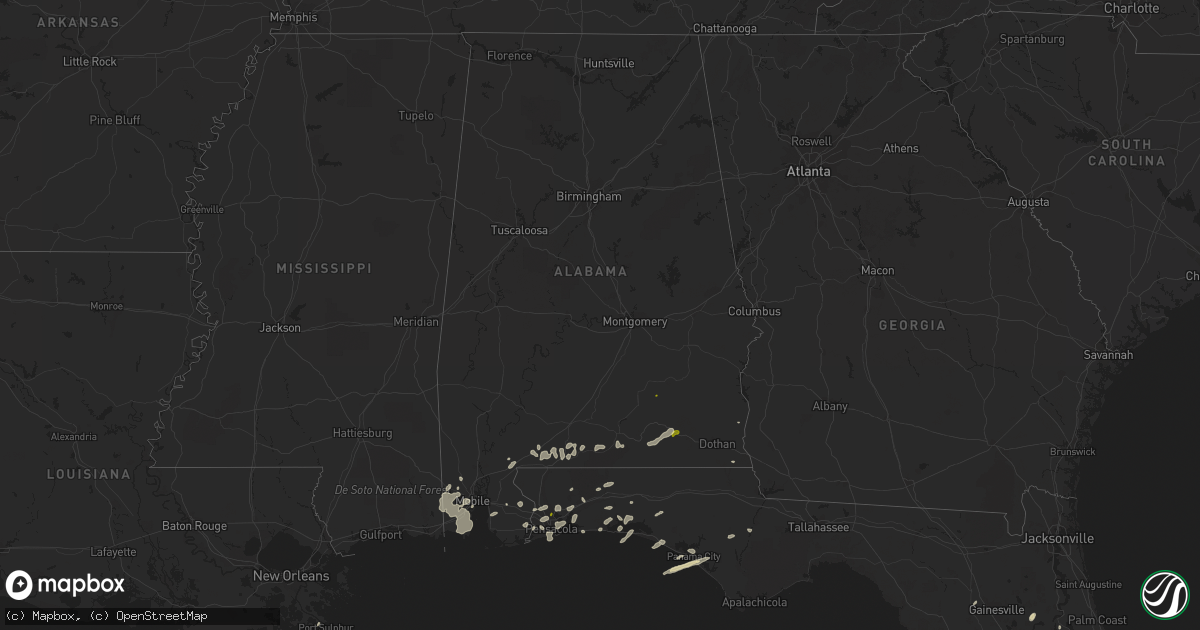 Hail map in Alabama on March 24, 2016