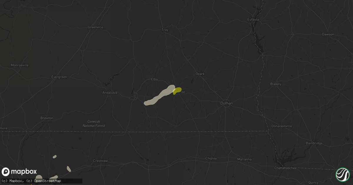 Hail map in Enterprise, AL on March 24, 2016
