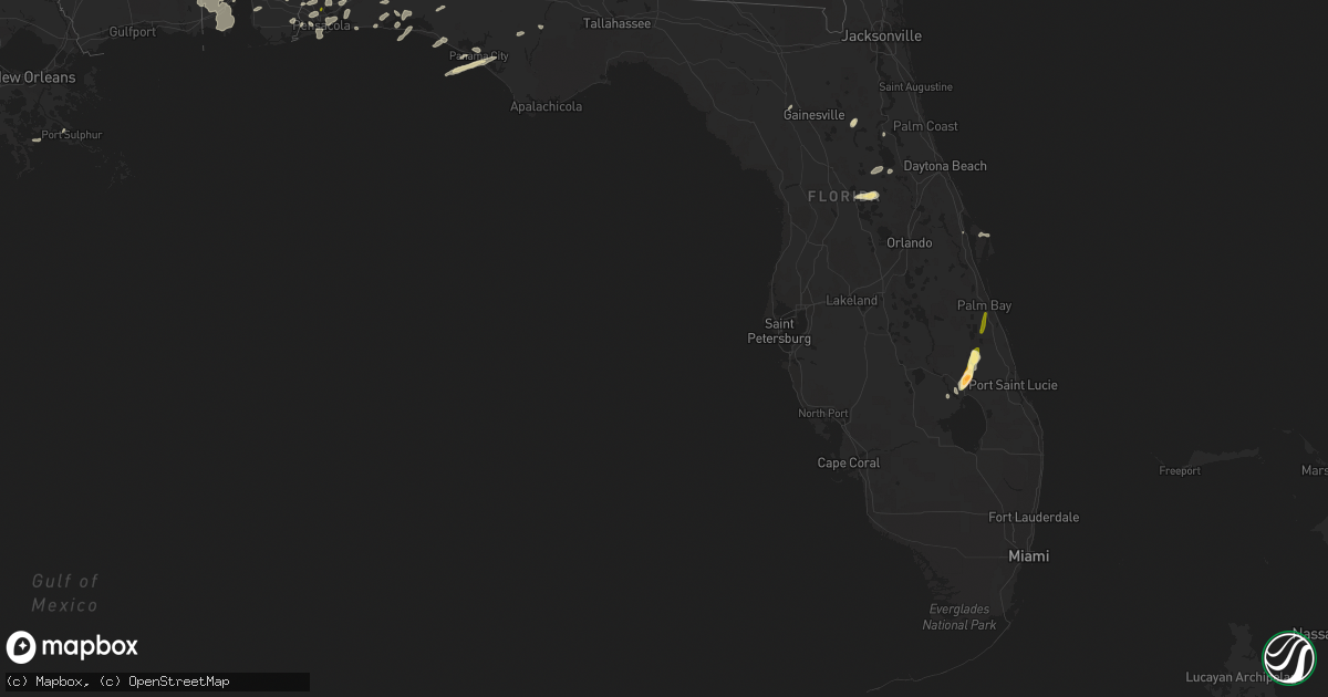 Hail map in Florida on March 24, 2016