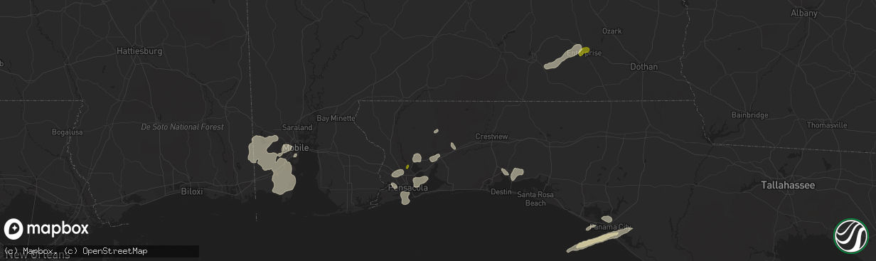 Hail map in Milton, FL on March 24, 2016